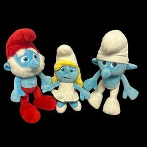 Lot Of 3 Jakks Pacific 2011 Smurf Plush Toys